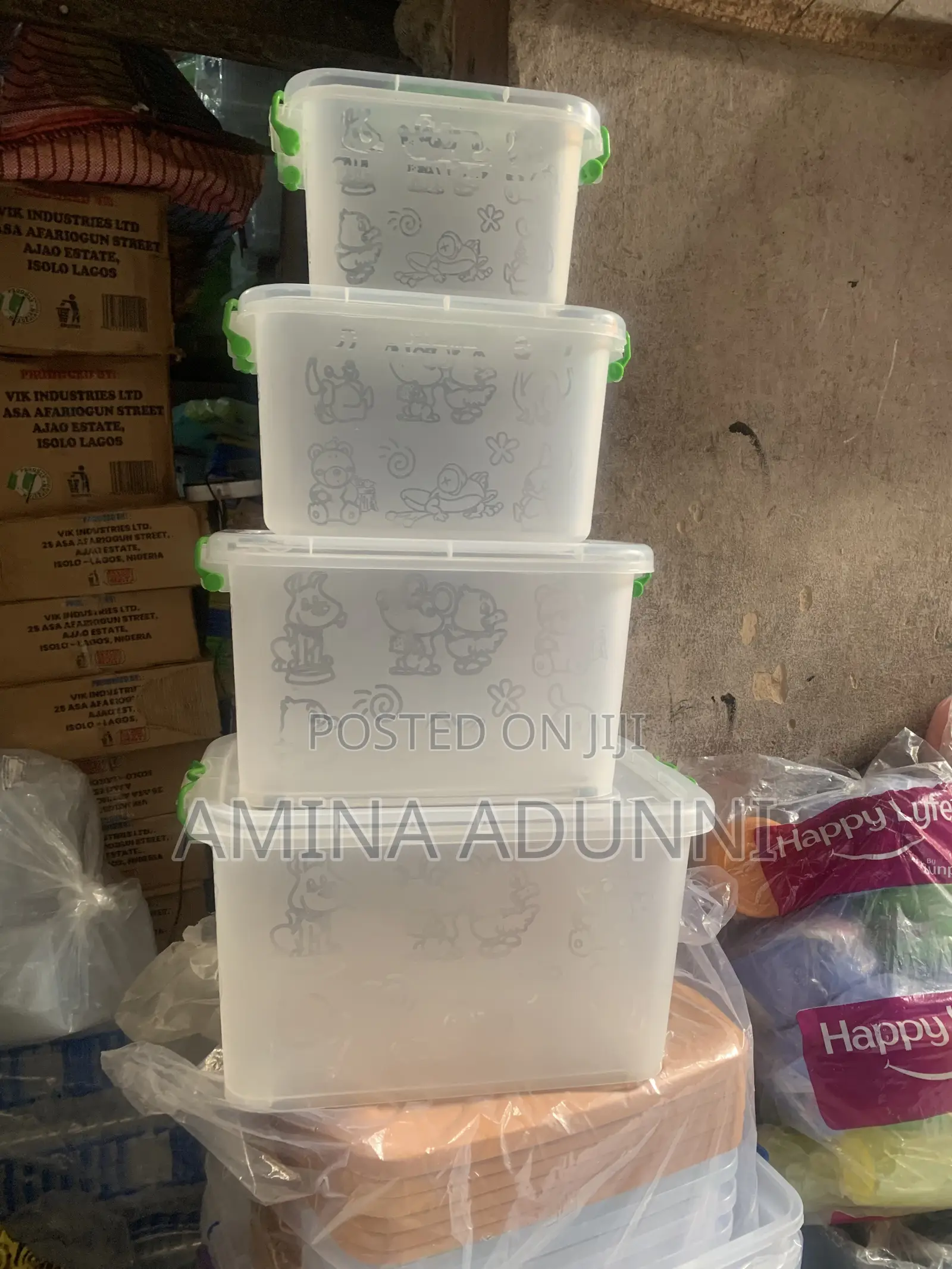 4-in-1 Cartoon Transparent Plastic Storage Containers With Lids