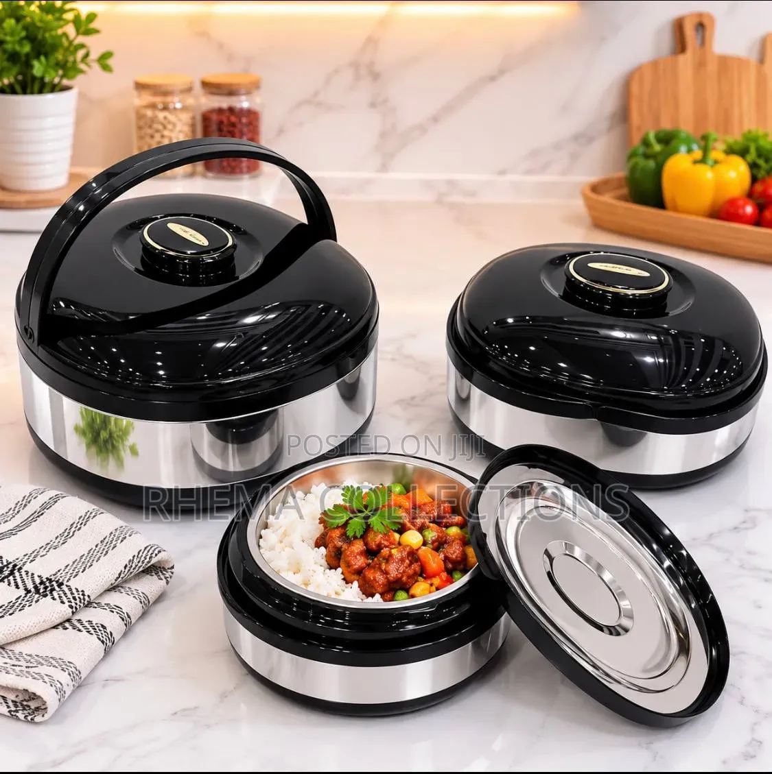 3-Piece Stainless Steel Insulated Lunch Box Set – Keeps Food Warm