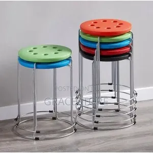 Iron Leg Side Stool With Plastic Top