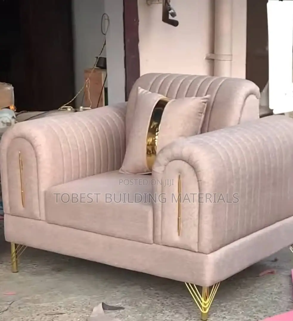 Luxury Blush Pink & Gold Fluted Accent Armchair