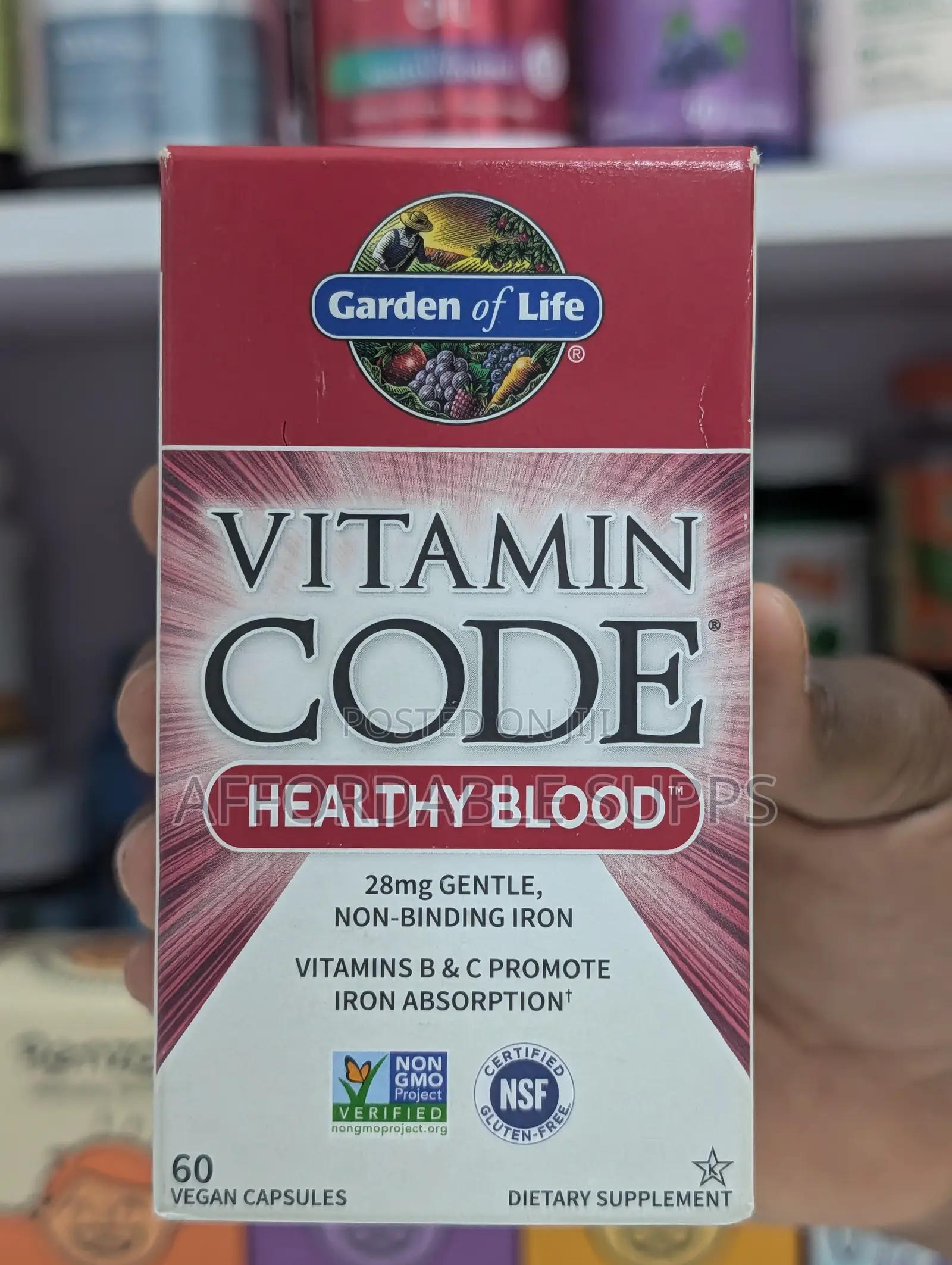 Garden of Life Vitamin Code Healthy Blood Iron – 60 Capsules