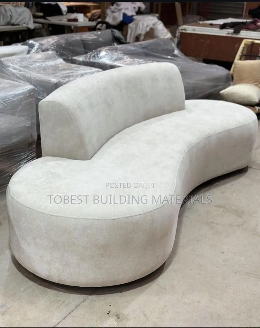 Luxury Curved Cream Velvet Conversation Sofa