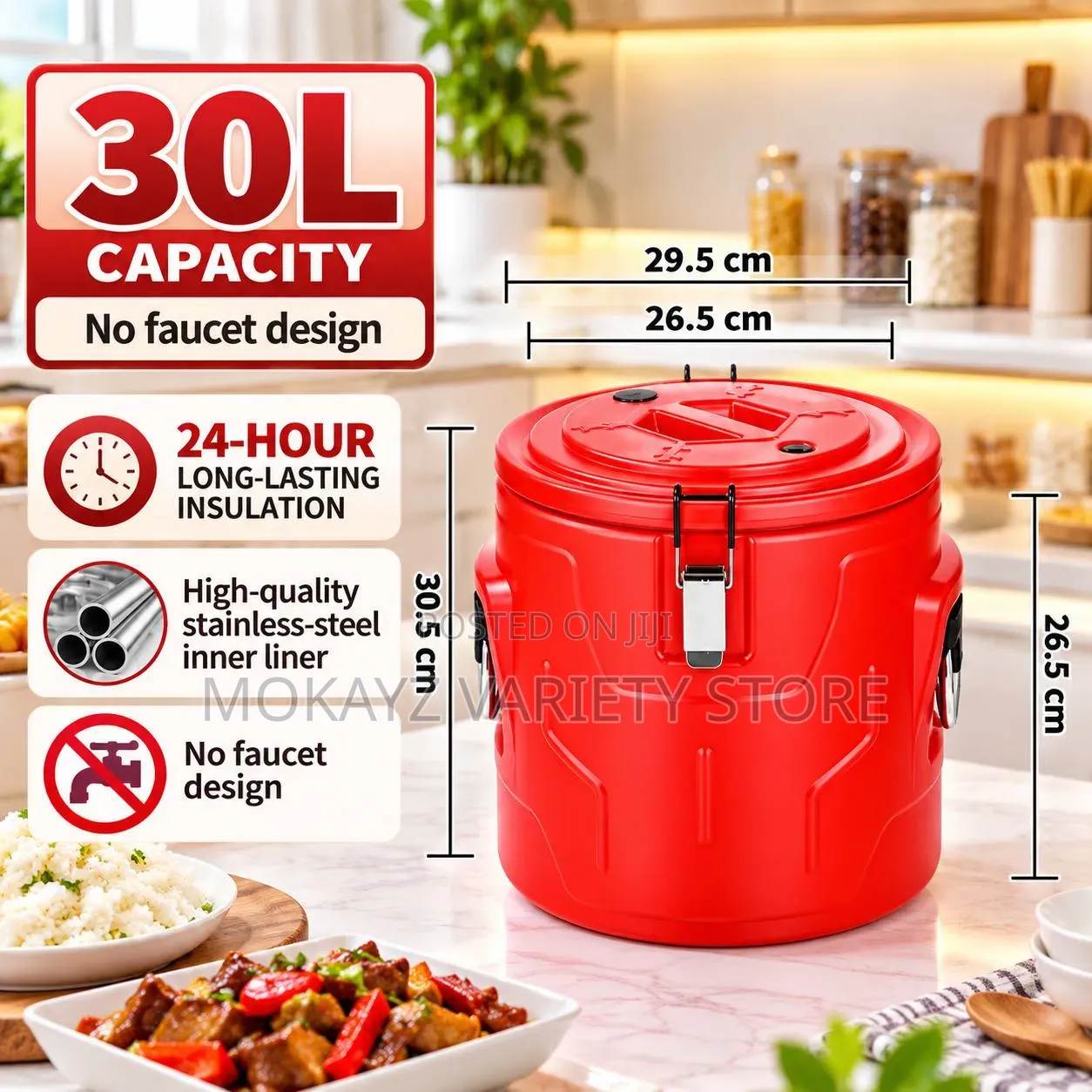 24hrs 30l Heavy Duty Stainless Steel Inner Warmer/Cooler
