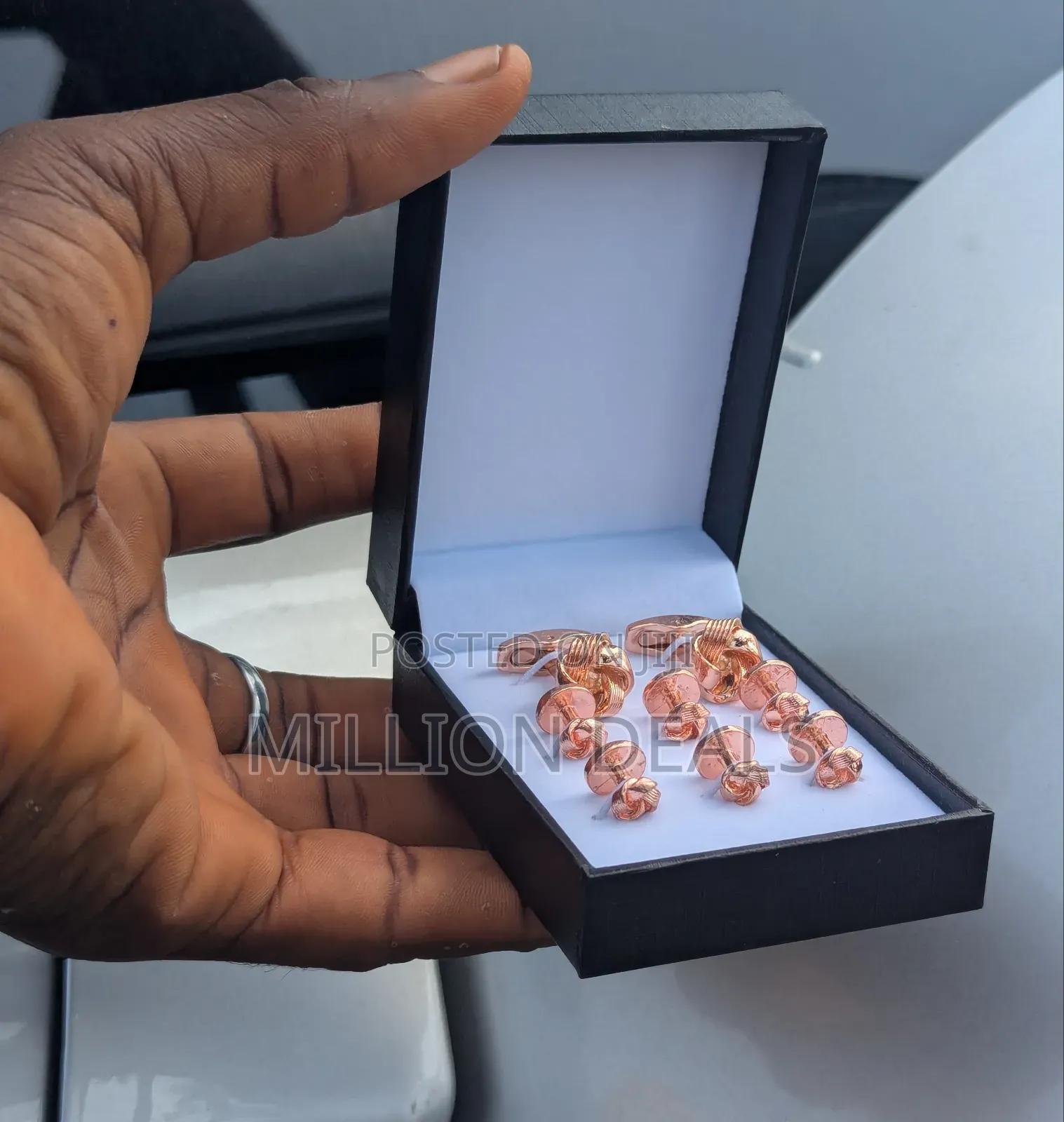 Men's Stylish Classic Rose Gold Cufflinks Set
