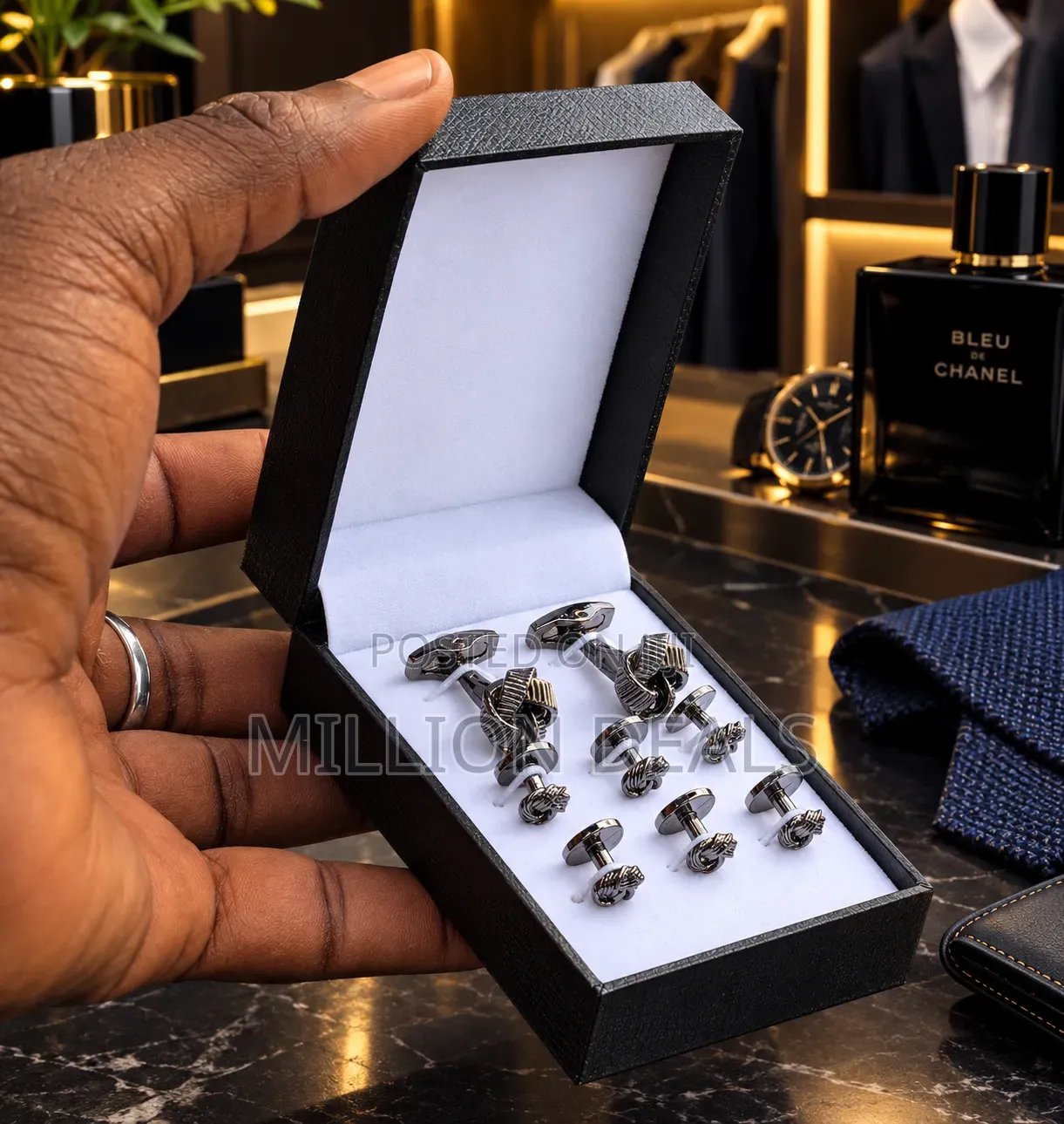 Black Unique Classic Men's Cufflinks Set