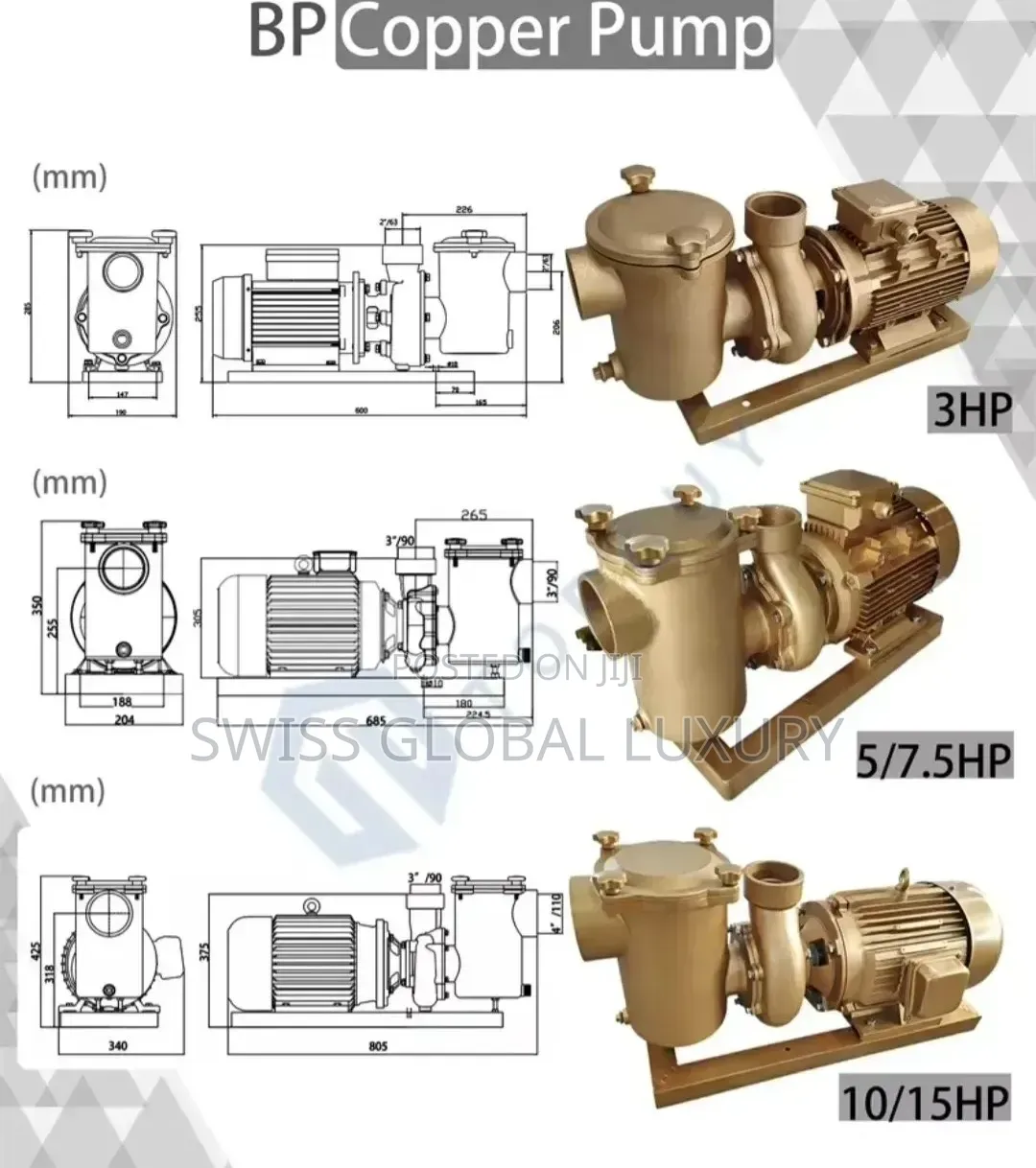 High Grade 5hp Copper Swimming Pool Water Pump With Filter