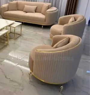 Luxury Beige & Gold Velvet Living Room Set