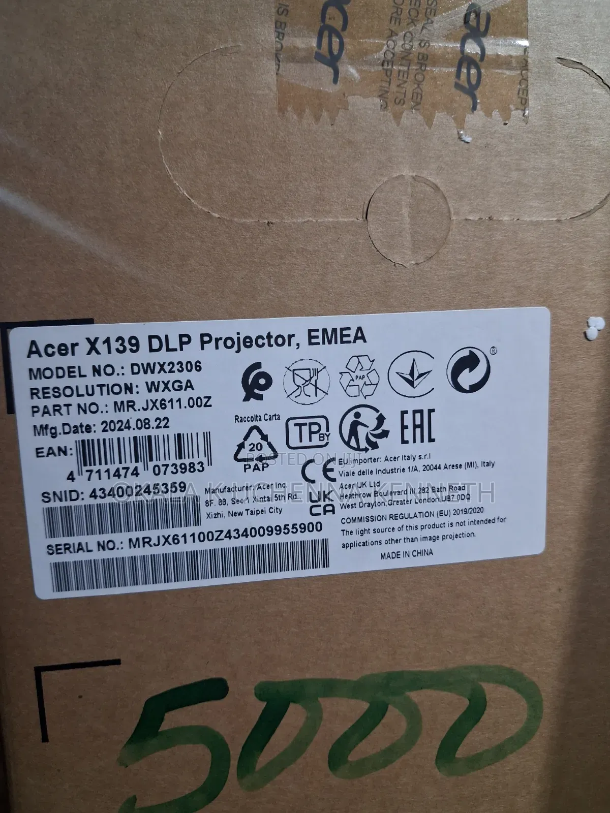 Acer X139 DLP Projector 5000 Lumens