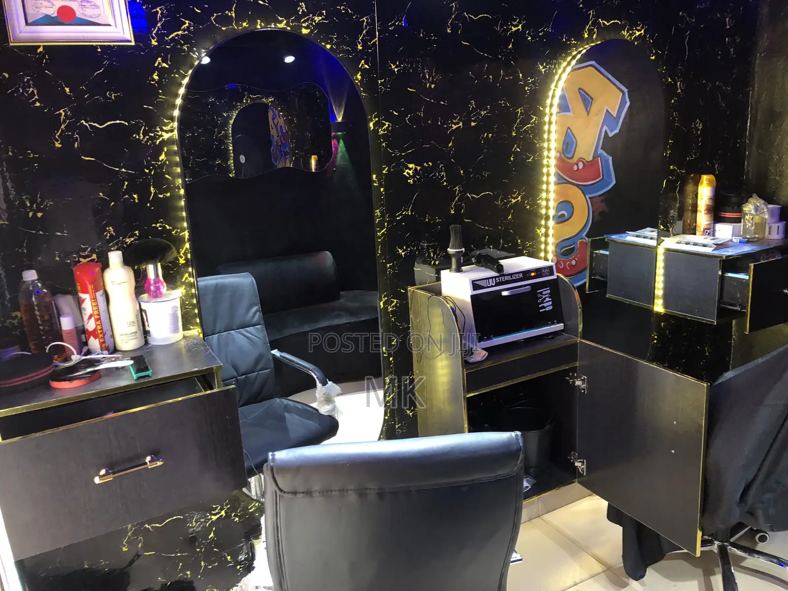 Barber Shop Cabinet With Drawers & Sterilizer Space - Custom Built