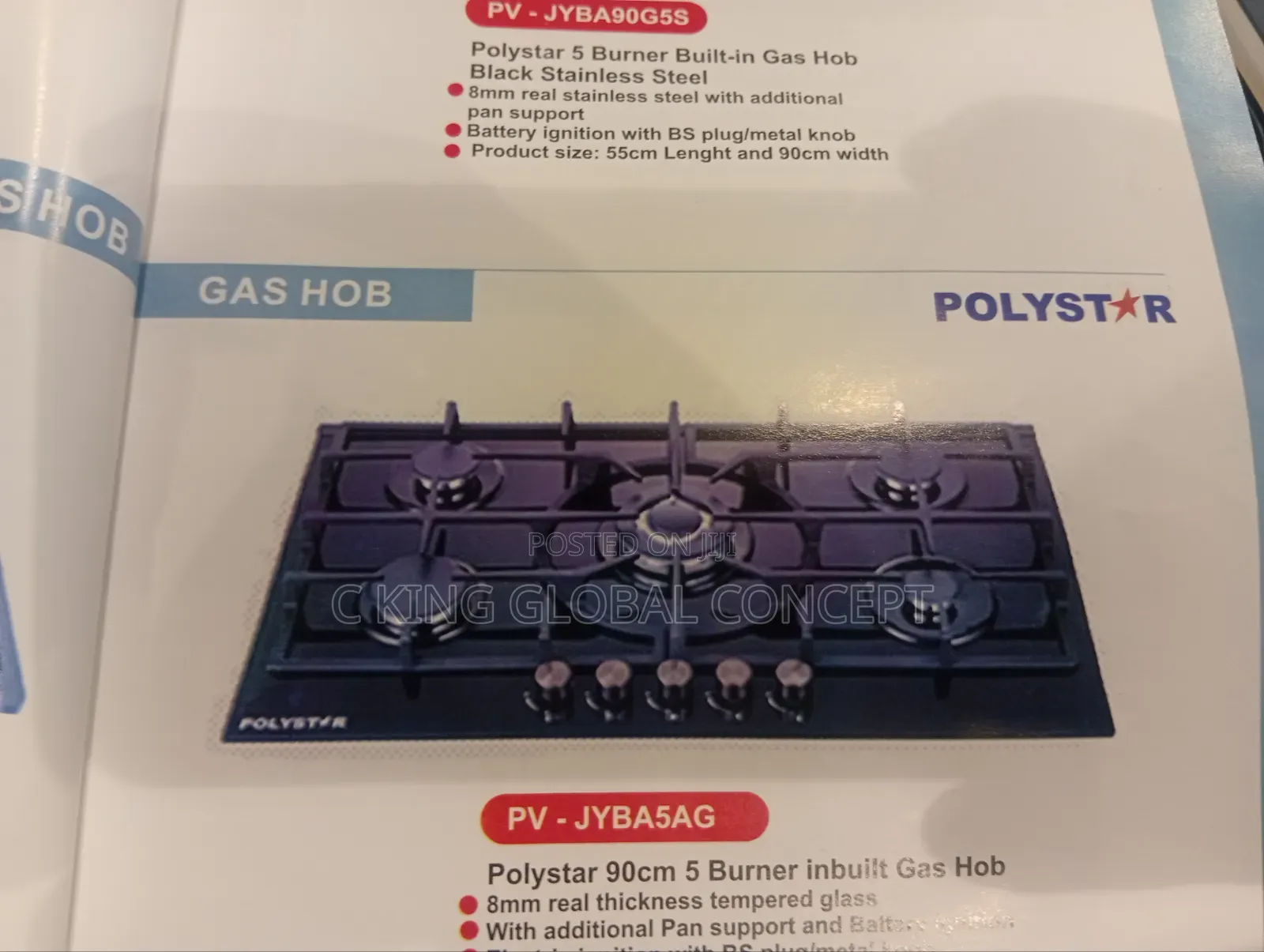 Polyester 90cm 5 Burner Metal Top