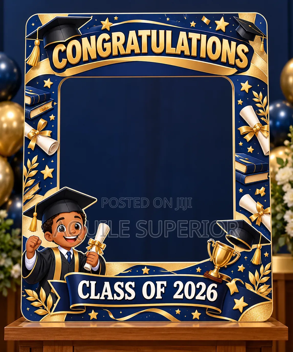 Graduation Party Photo Booth Props 3x2ft – Double-Sided Print