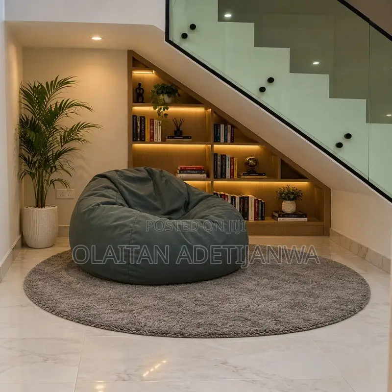 Grey Boneless Beanbag With Removable and Washable Cover