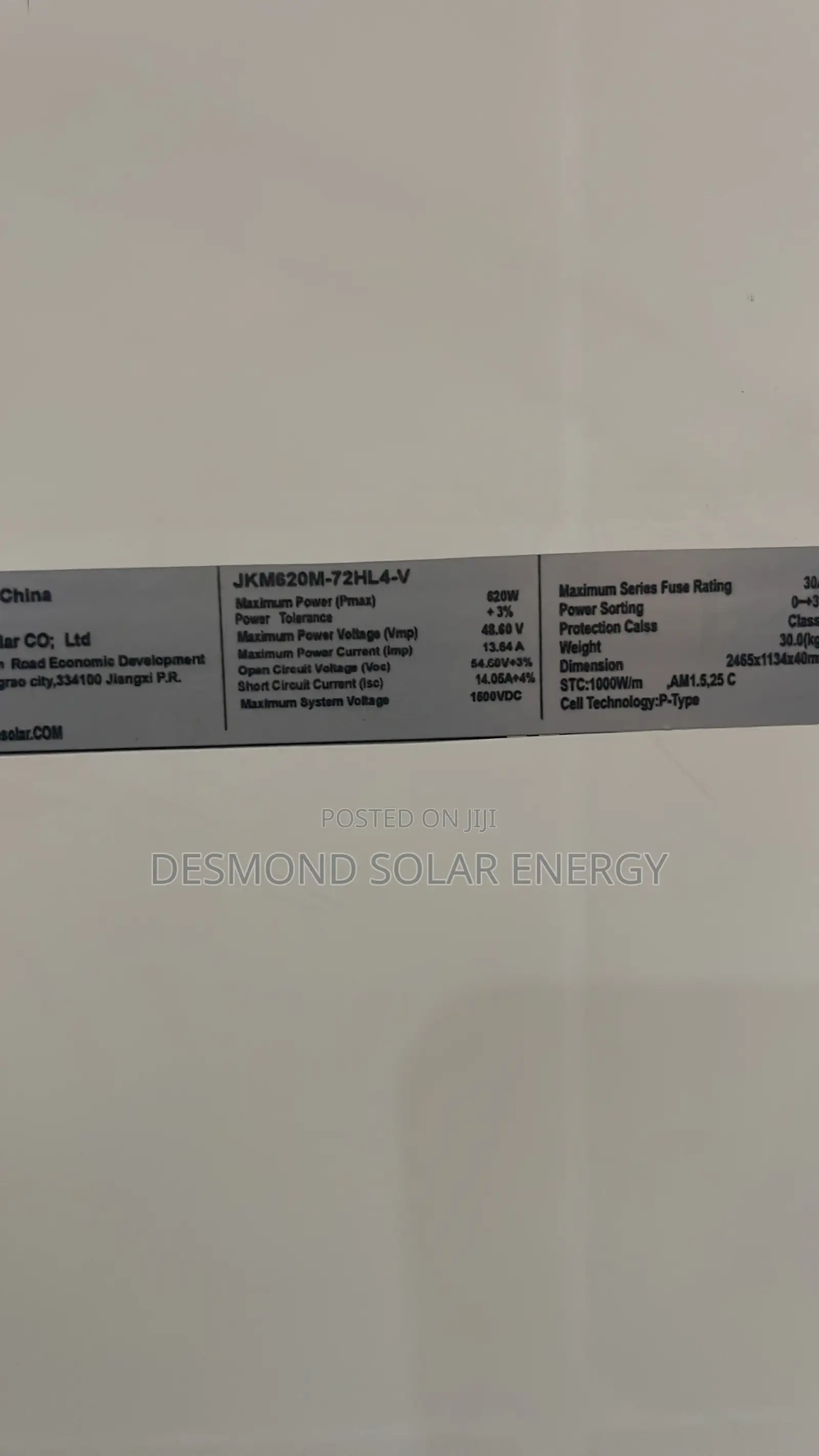 620w Jinko Solar Panel Available Now in Good Price
