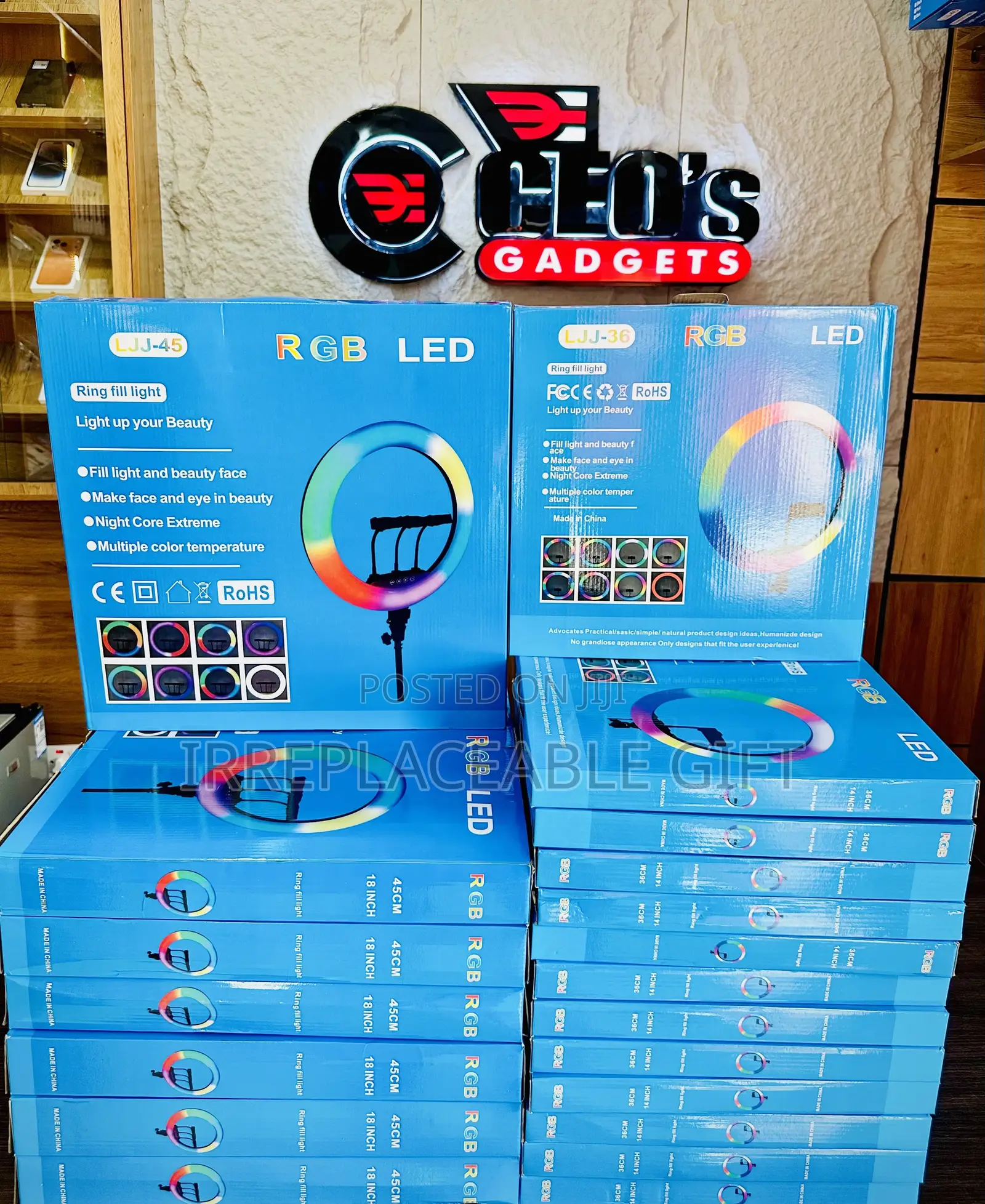 14-Inch RGB Ring Light With Stand & 3 Phone Holders – USB Powered