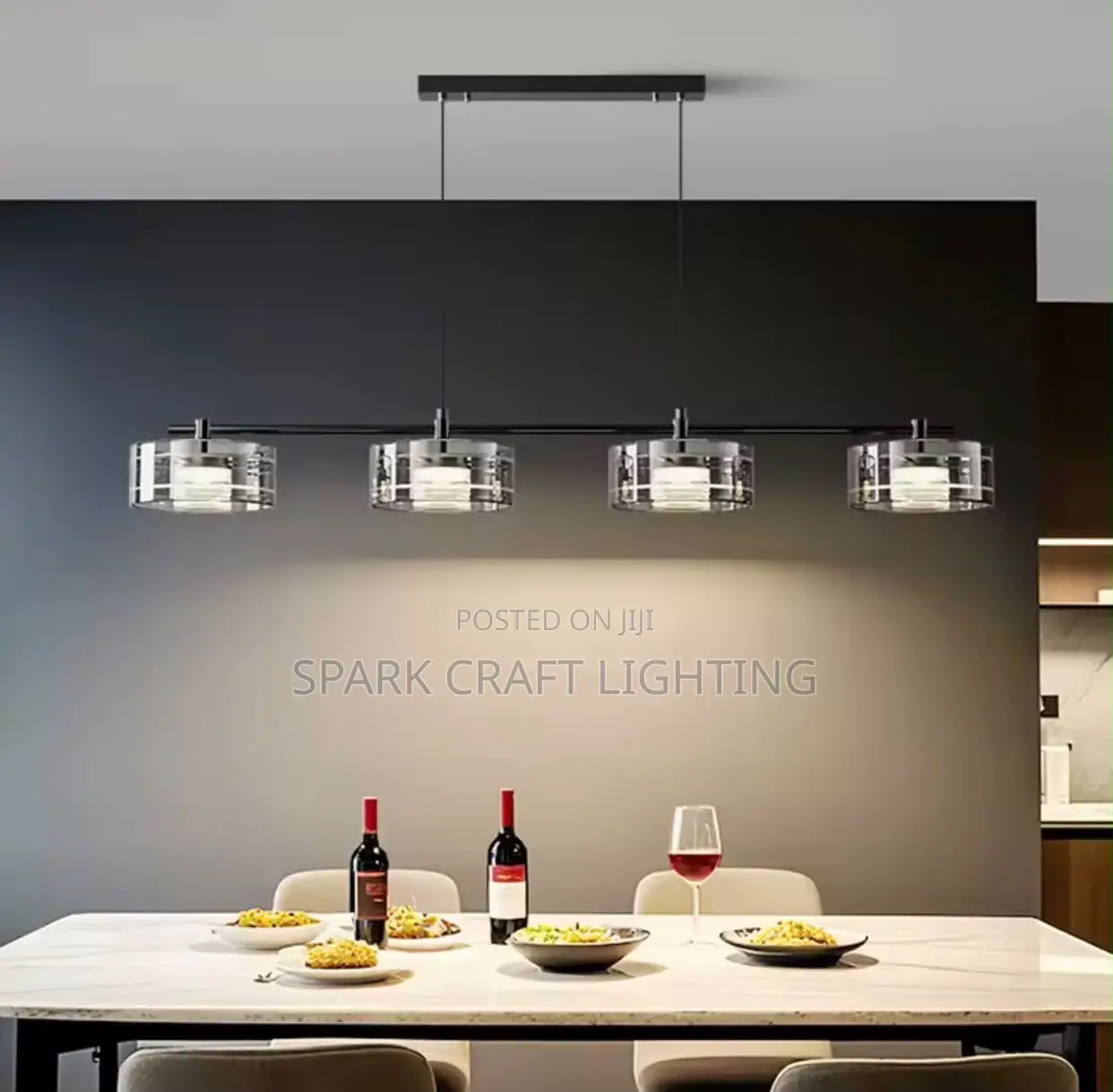 Modern 4-Light Glass Dining Chandelier