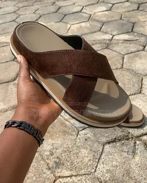Original Suede Leather Half Shoe Pams for Men - Cross Strap