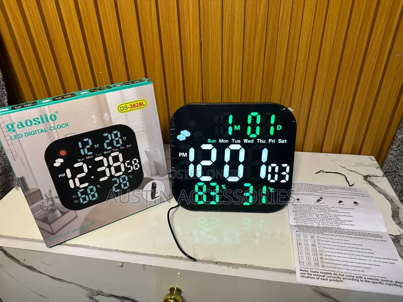 Gaosiio DS-3828L Rectangular LED Digital Wall & Table Clock