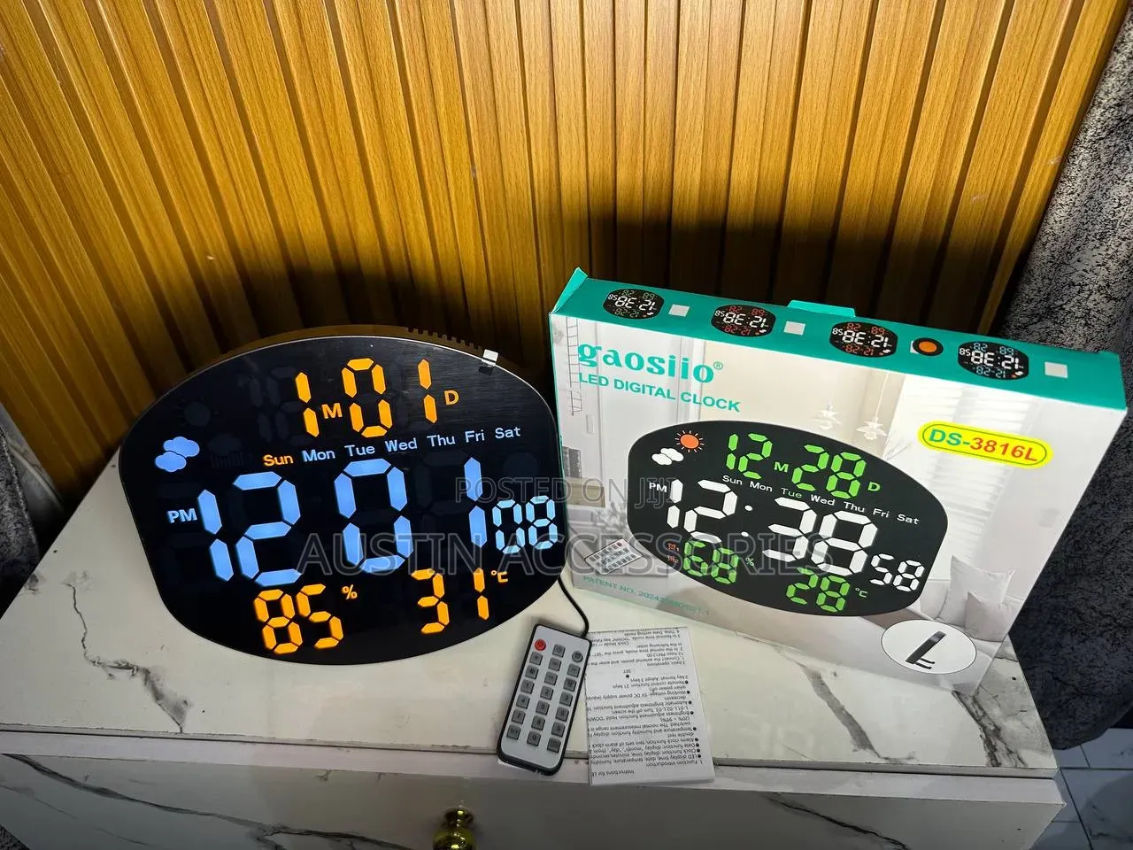 Gaosiio DS-3816L Oval LED Wall & Table Clock + Remote
