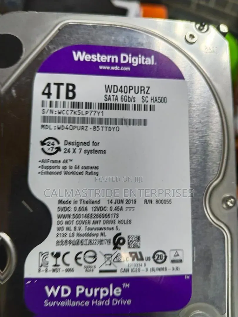 WD Purple Surveillance Hard Drive 4TB