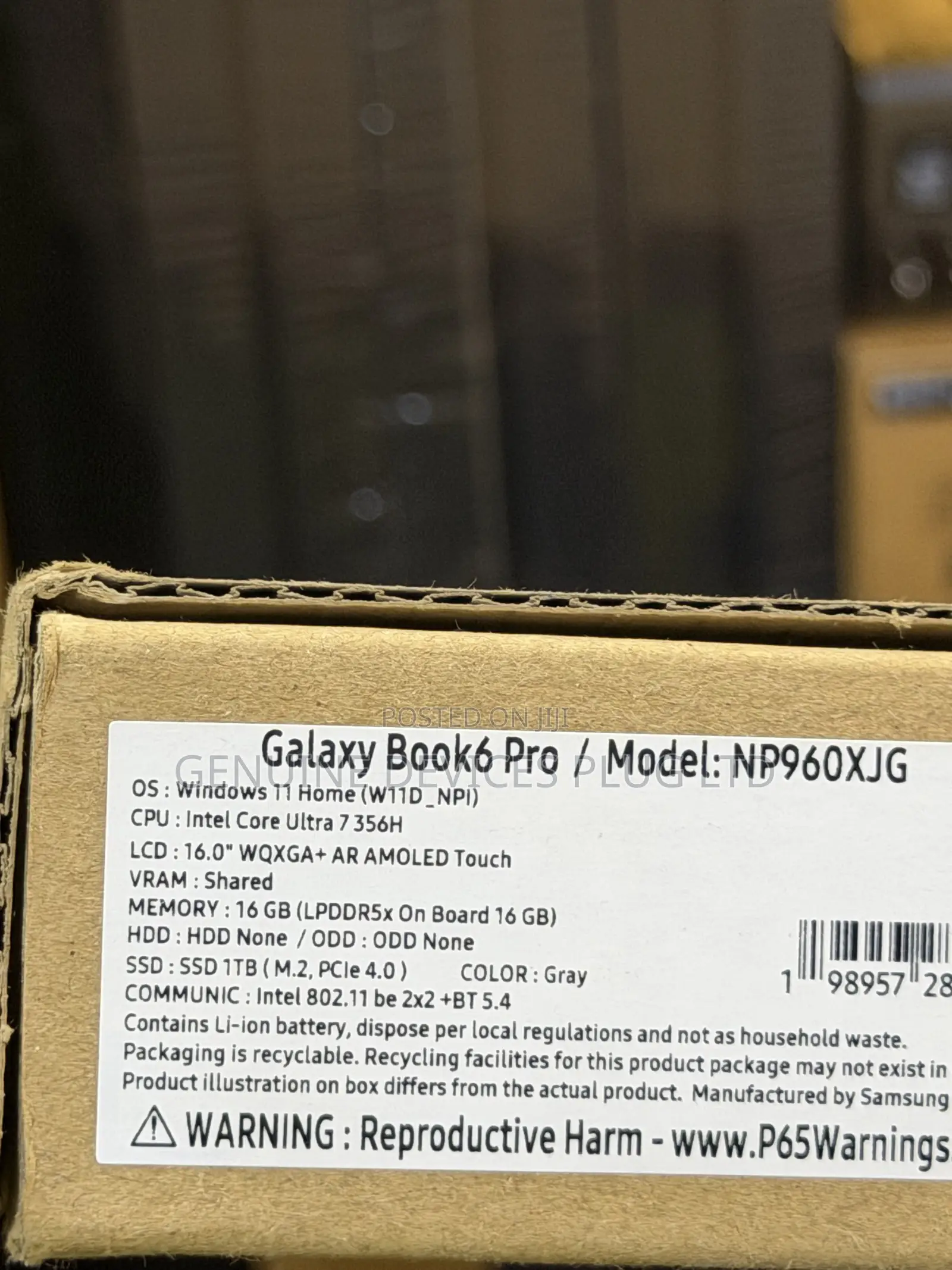 New Laptop Samsung Galaxy Book6 Pro 16GB Intel Core Ultra 7 SSD 1T