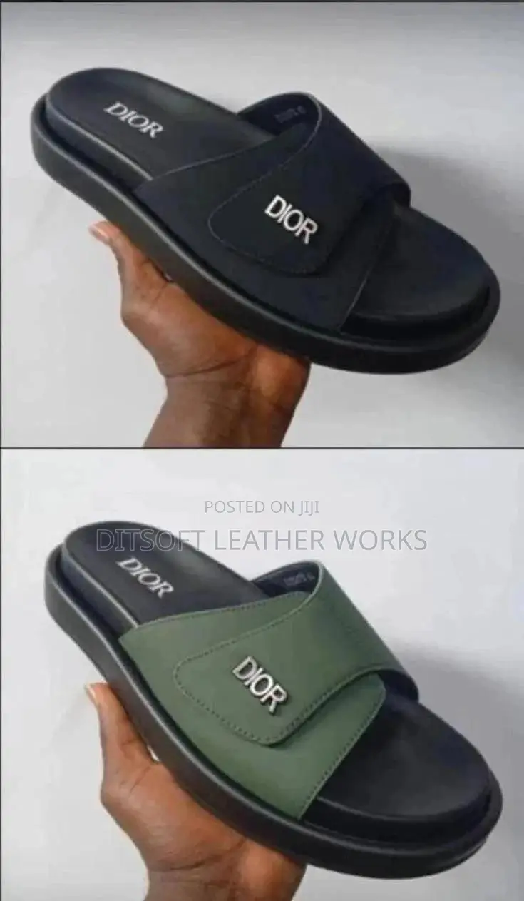 Dior-Style Luxury Slides – Men's Cross Strap Pams