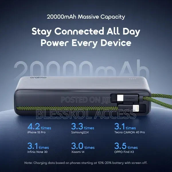 Oraimo PowerNova L22 20000mAh Power Bank With Lightning Cable