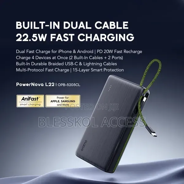 Oraimo PowerNova L22 20000mAh Power Bank With Lightning Cable