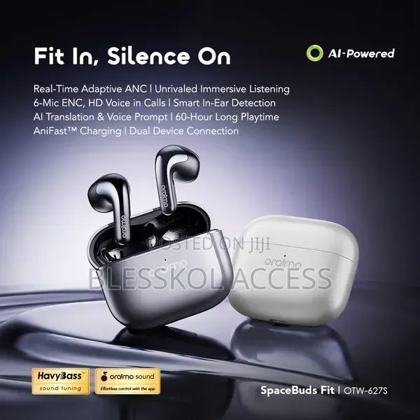 Oraimo SpaceBuds Fit ANC Wireless Earbuds 45dB Adpt Noise Cancellation