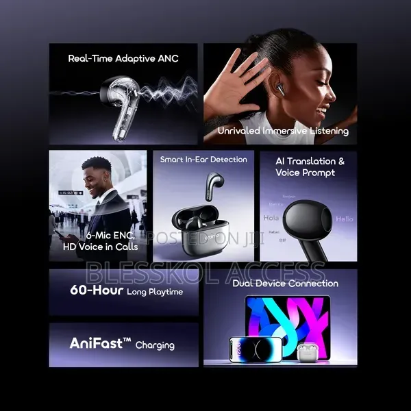 Oraimo SpaceBuds Fit ANC Wireless Earbuds 45dB Adpt Noise Cancellation