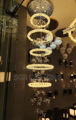 Luxury Living Room Crystal Chandelier for High Ceiling Spaces