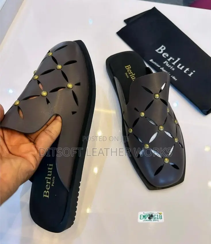 Premium Brown Closed-Toe Half Shoe Pams With Cutouts