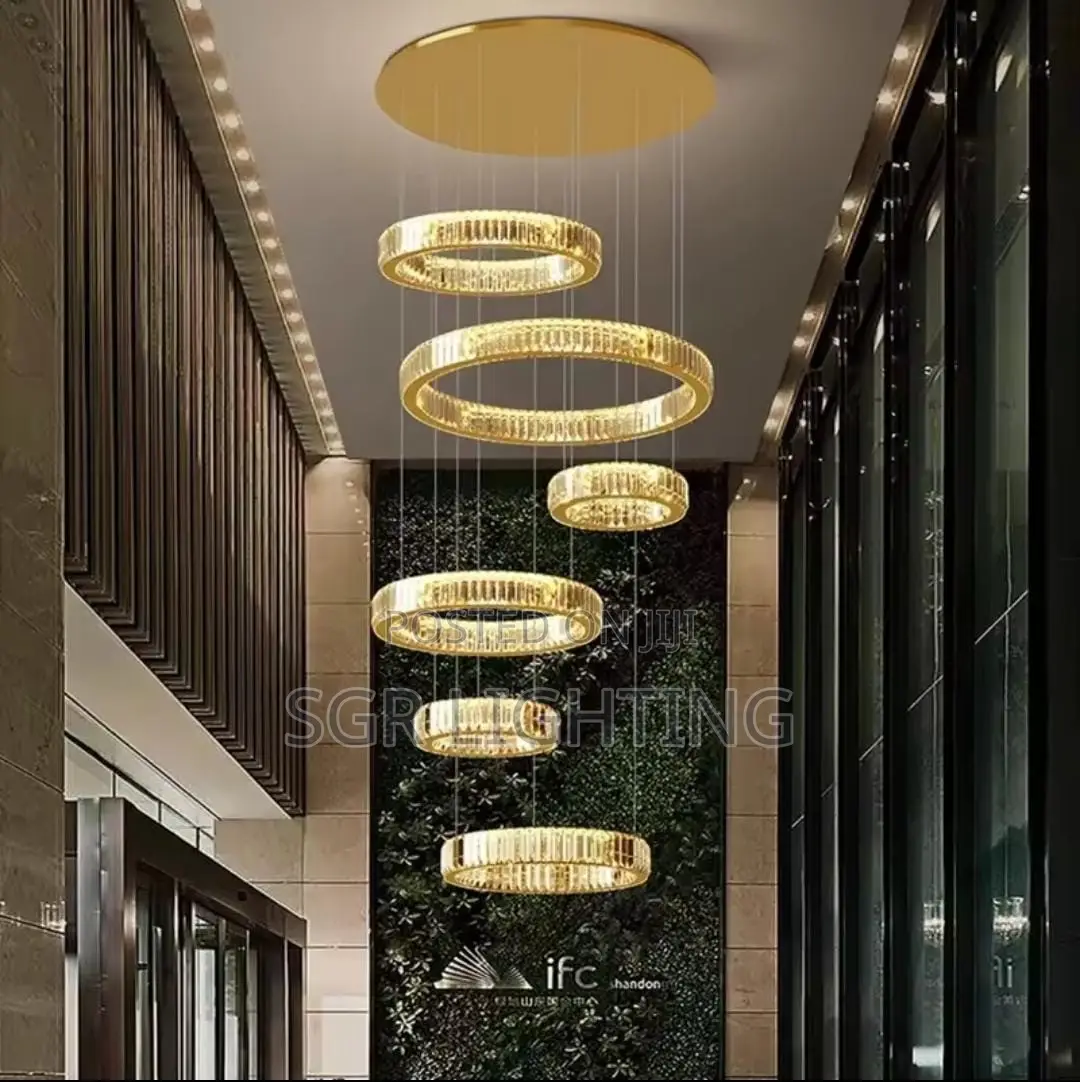 Duplex Building Living Room Chandelier Crystal Lamp Luxury Villa