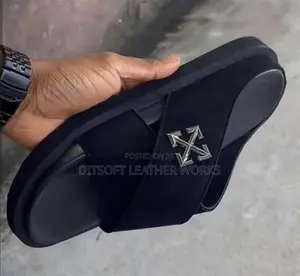 Off-White Style Black Pam Slippers With Silver Arrow Logo