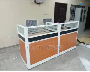 ​Modern 2-Person Office Workstation Desk With Glass Partitions