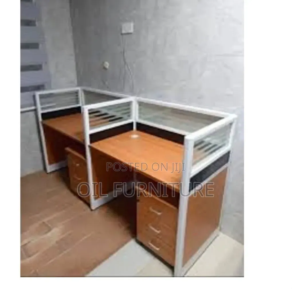 ​Modern 2-Person Office Workstation Desk With Glass Partitions