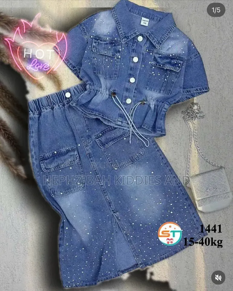 2pcs Skirt and Top Denim Set