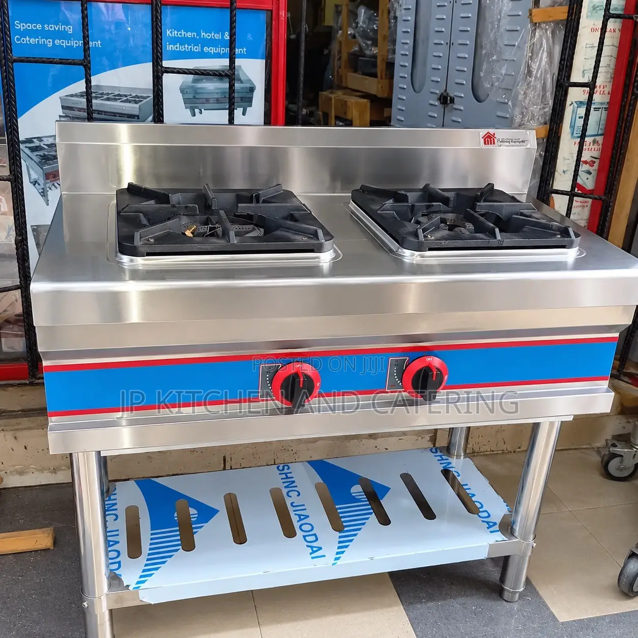 Commercial Stainless Steel Double-Burner Gas Cooker With Stand