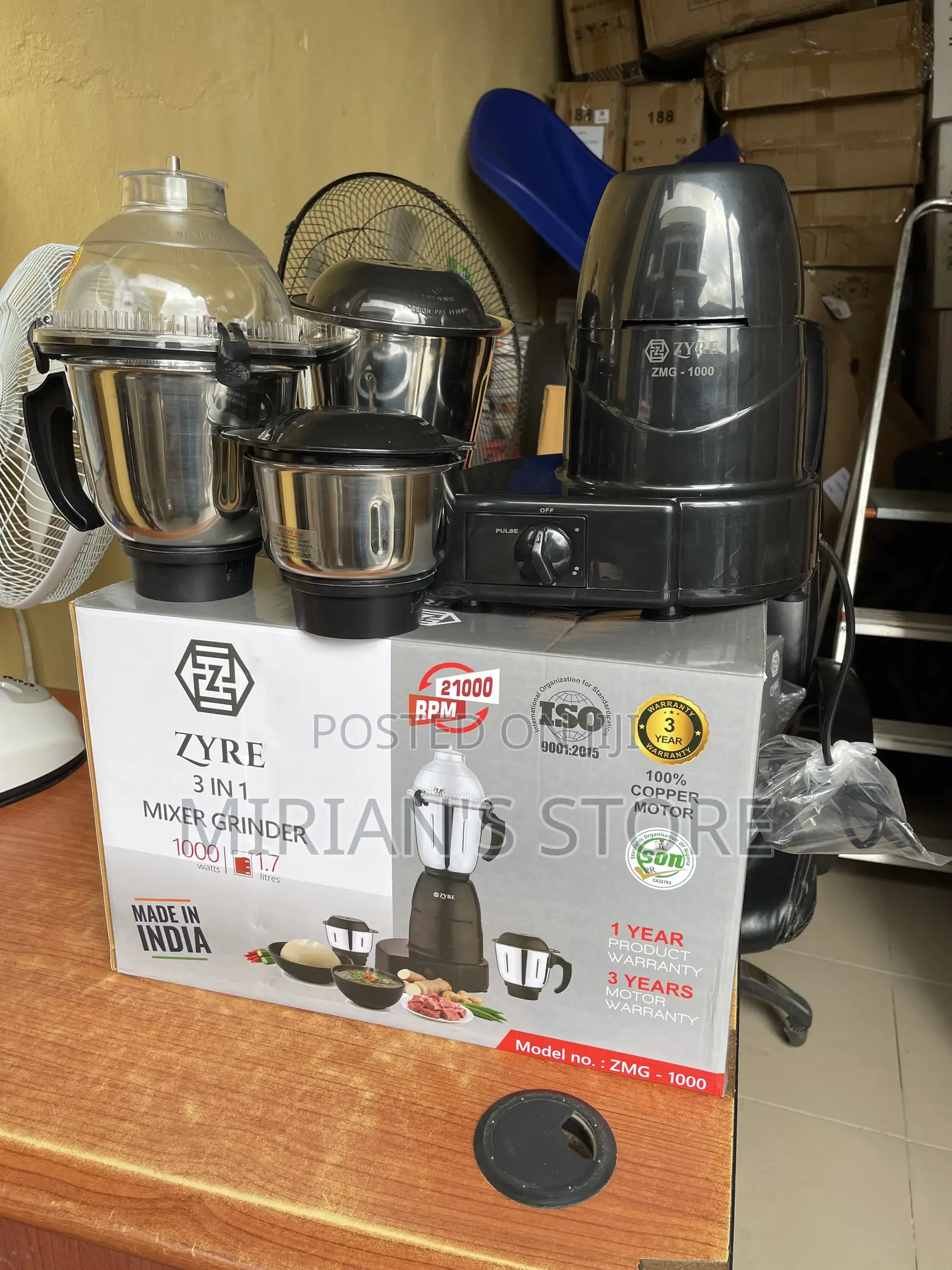 ZYRE 3-in-1 Heavy Duty Mixer Grinder (1000W) - Original & Durable