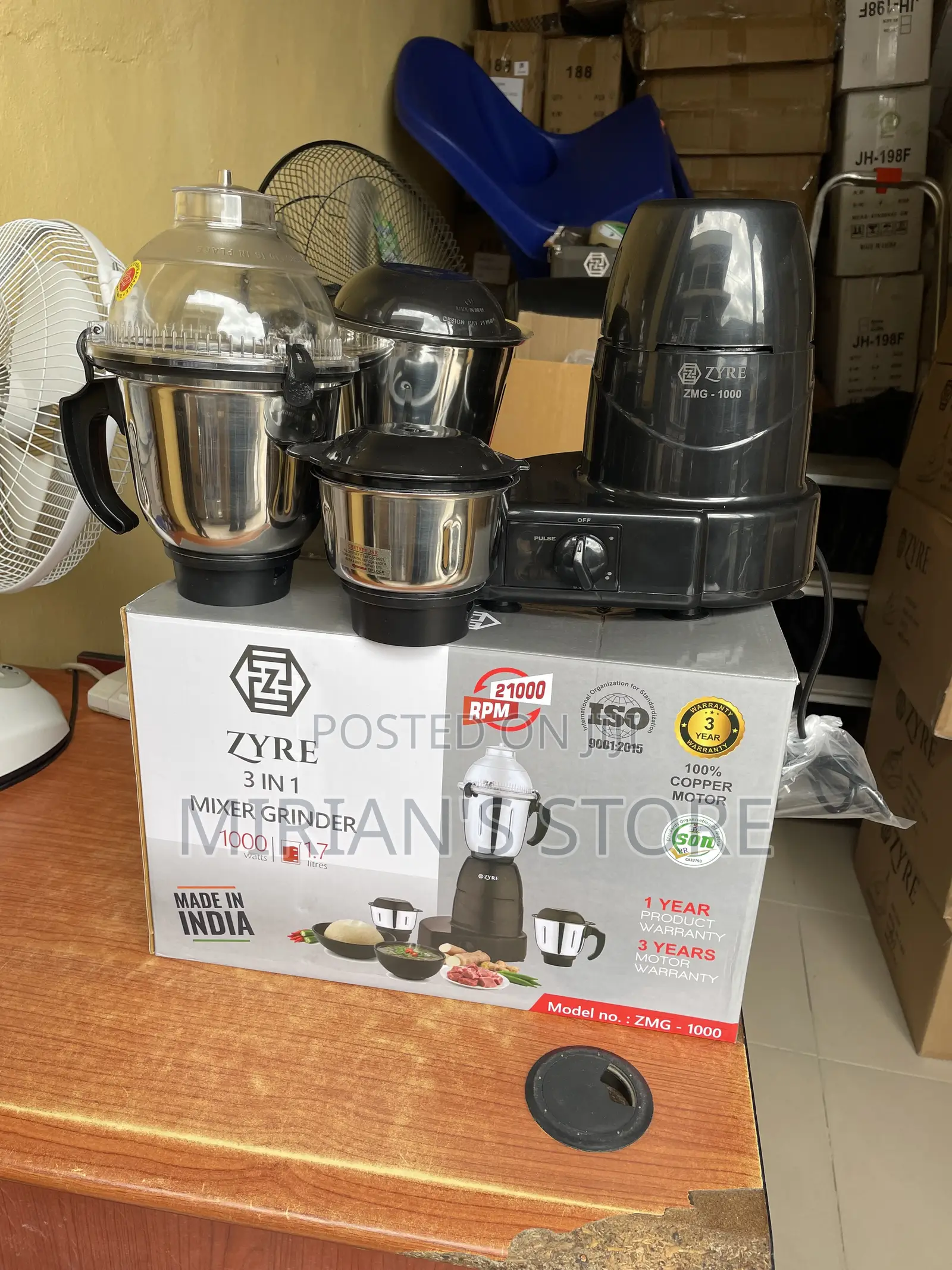 ZYRE 3-in-1 Heavy Duty Mixer Grinder (1000W) - Original & Durable