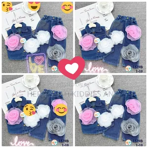 2pcs Flower Design Denim Set