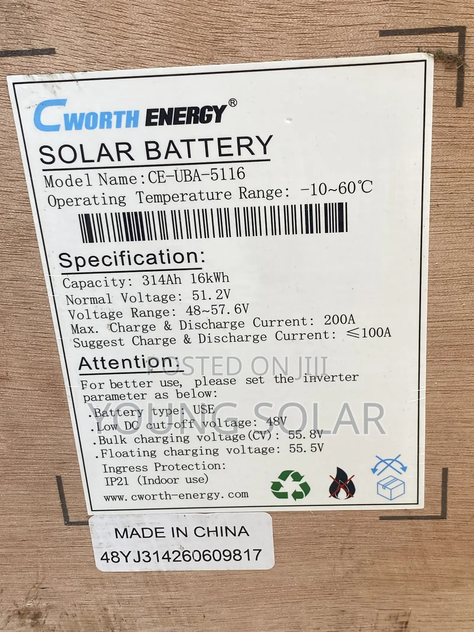 Cworth 16kwh 51.2v Lithium Ion Battery