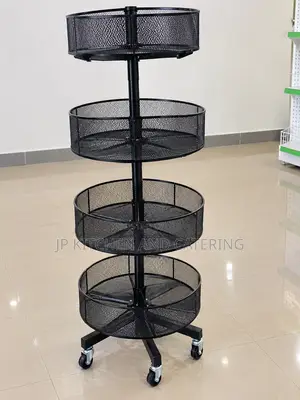 4-Tier Rotating Mesh Display Rack With Wheels