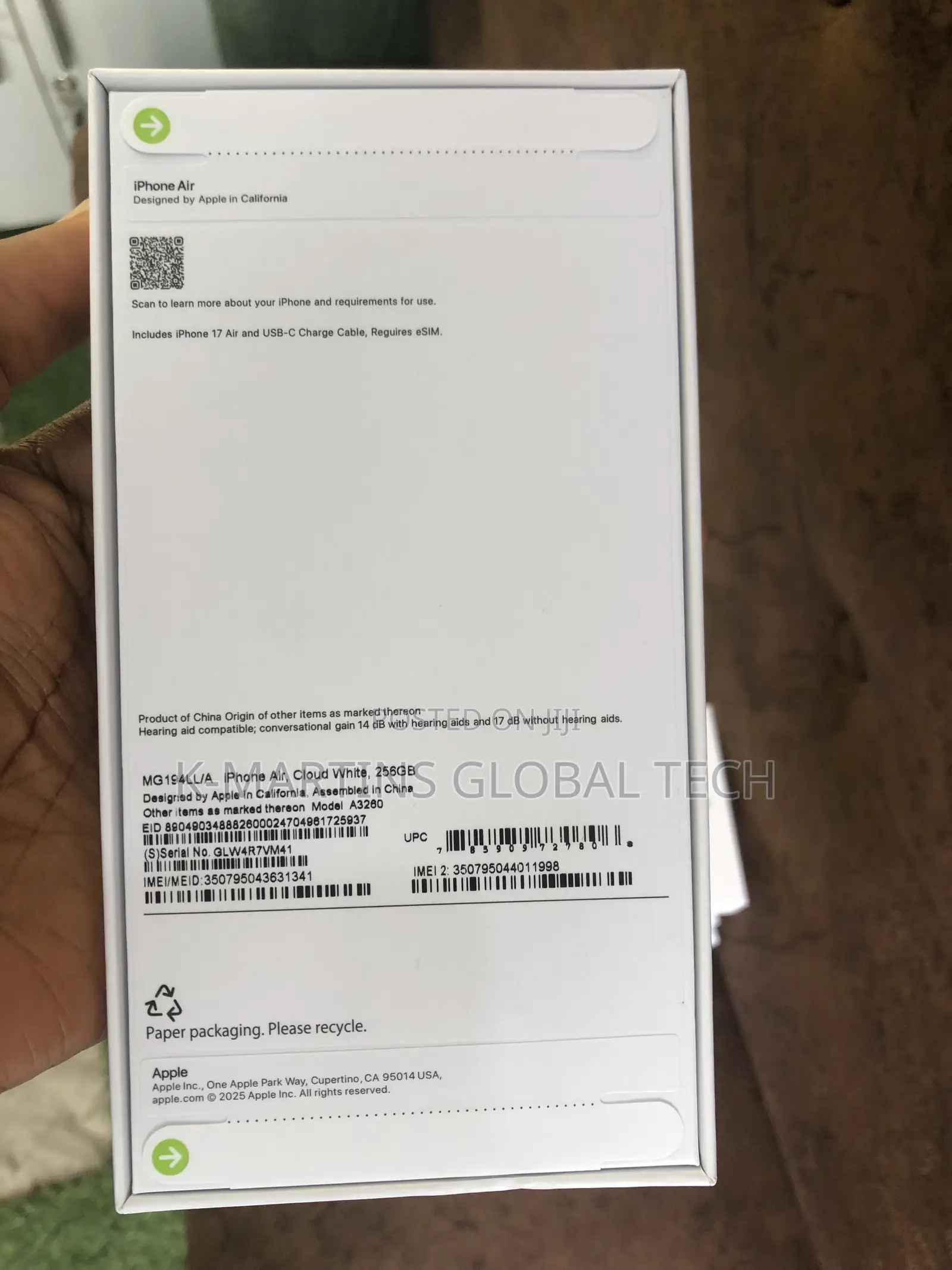 New Apple iPhone Air 256 GB White