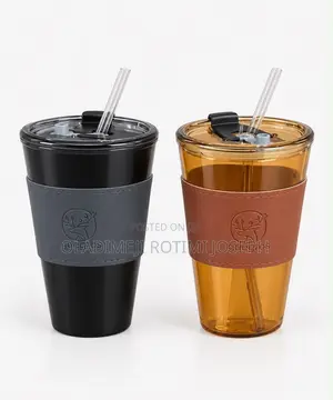 Big Glass Cup With Straw and Cover