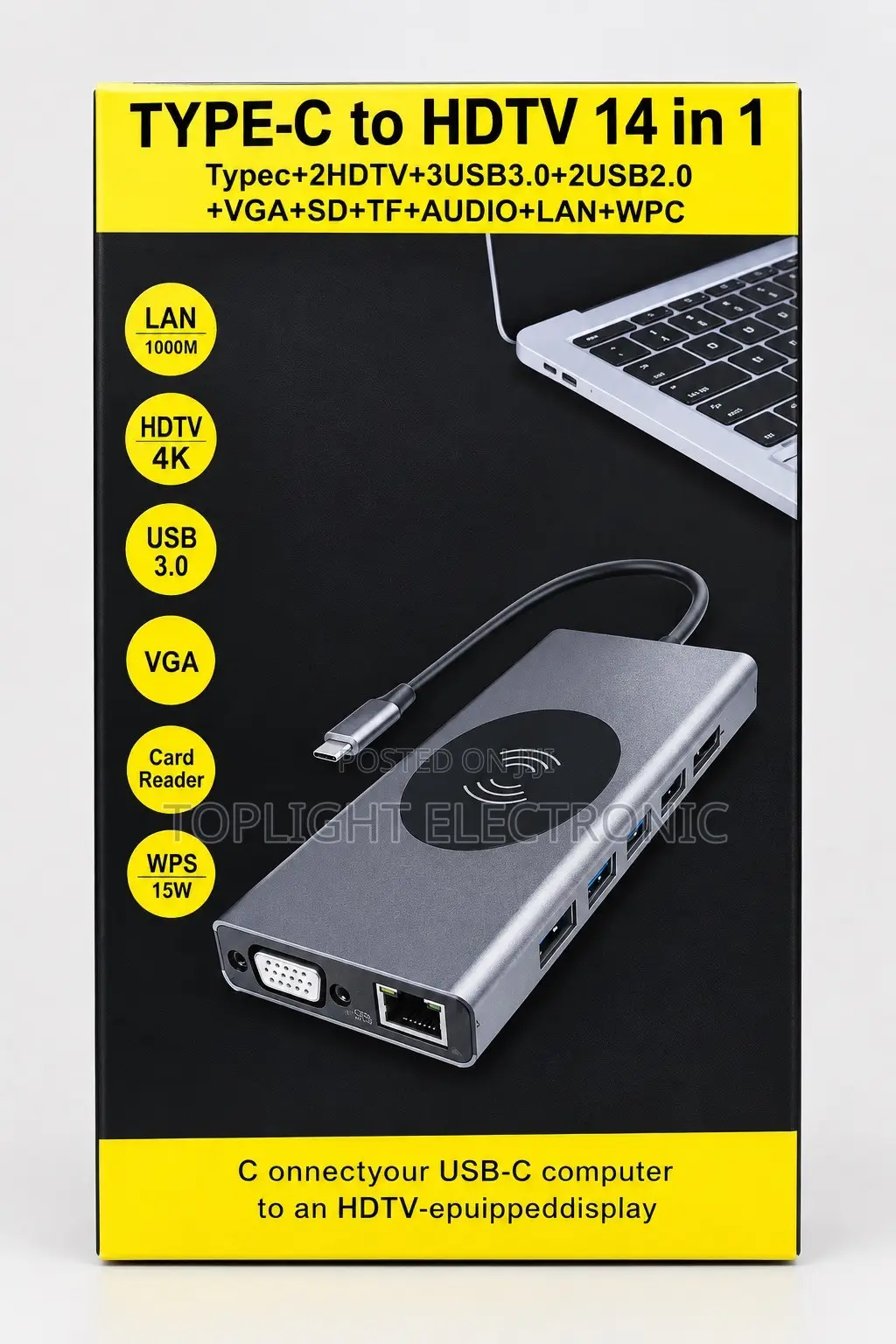 14-in-1 USB-C Hub Converter | Dual HDMI 4K, USB 3.0, VGA & Gigabit LAN