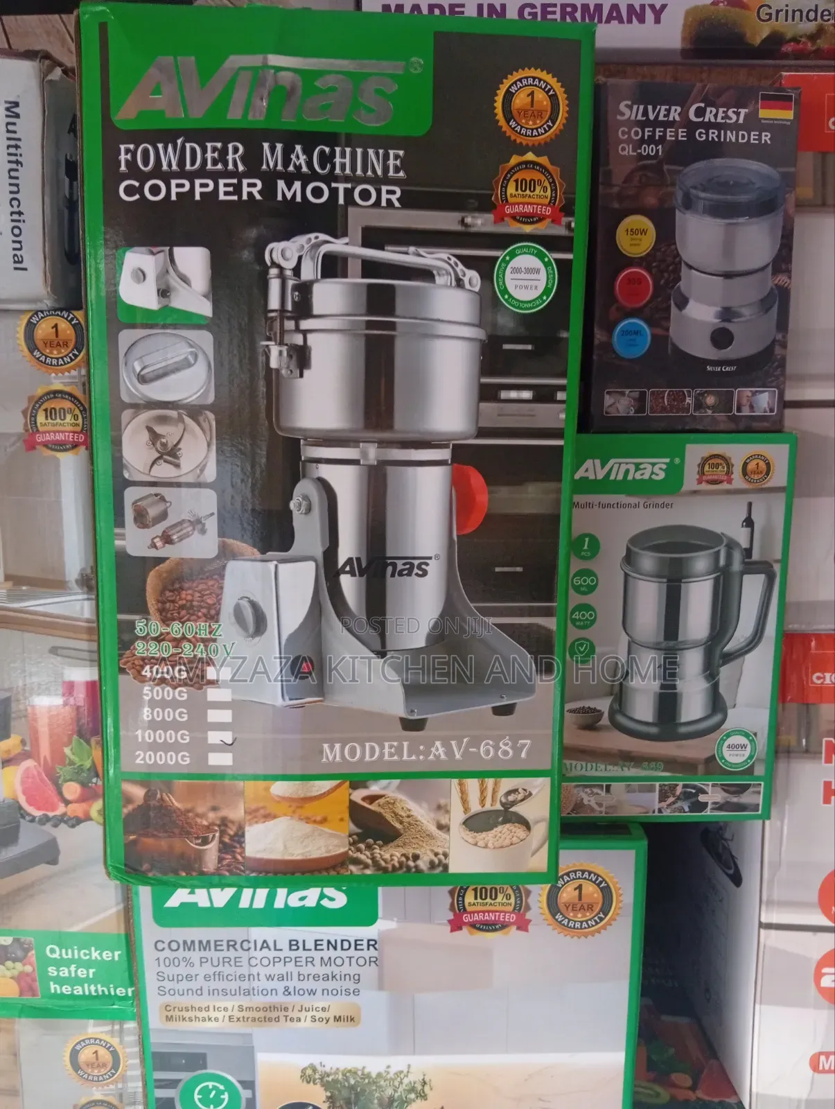 Avinas Commercial Powder Grinder Machine (Model: AV-687) -100% Copper