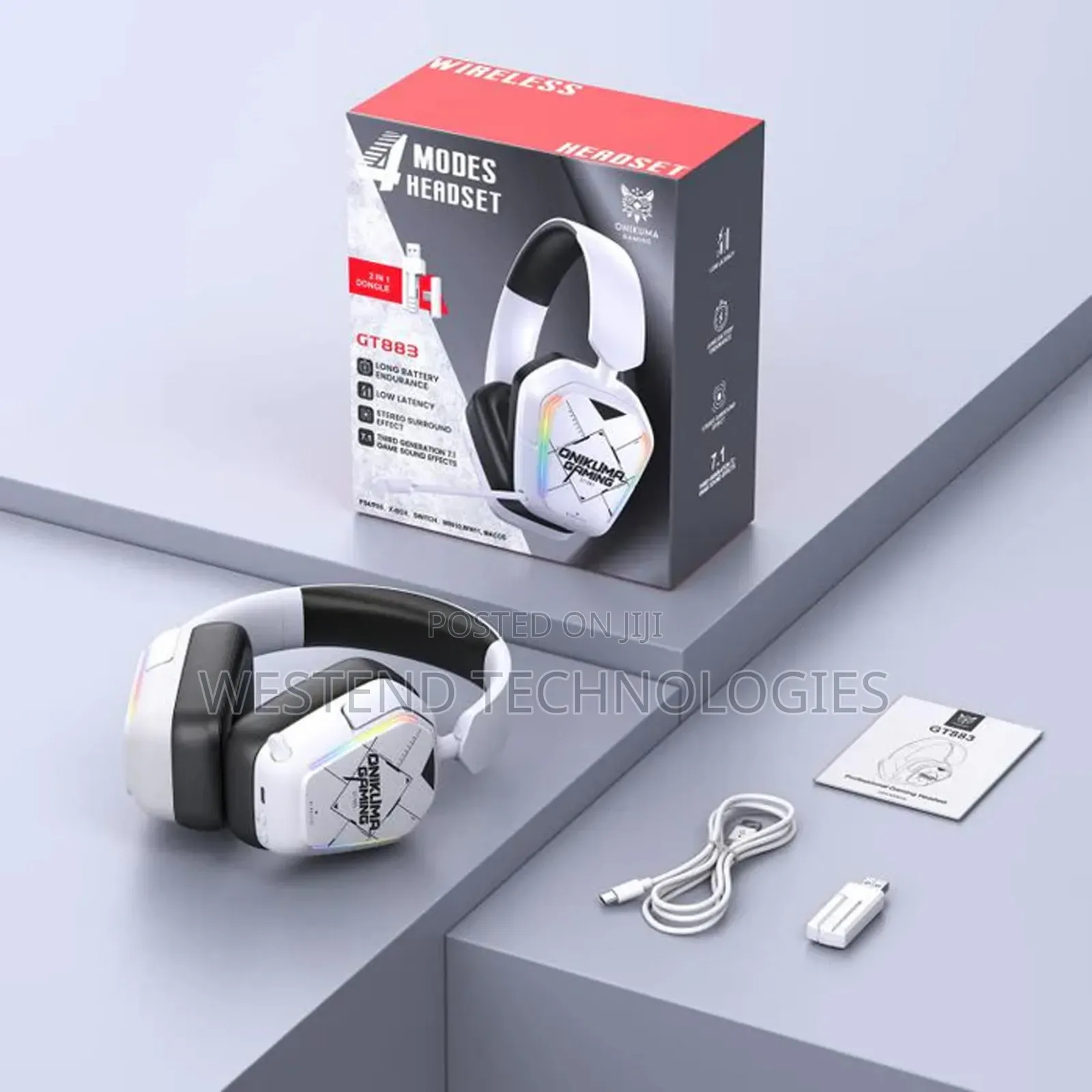 ONIKUMA GT883 ANC Wireless Gaming Headset 4-Mode RGB Light Foldable