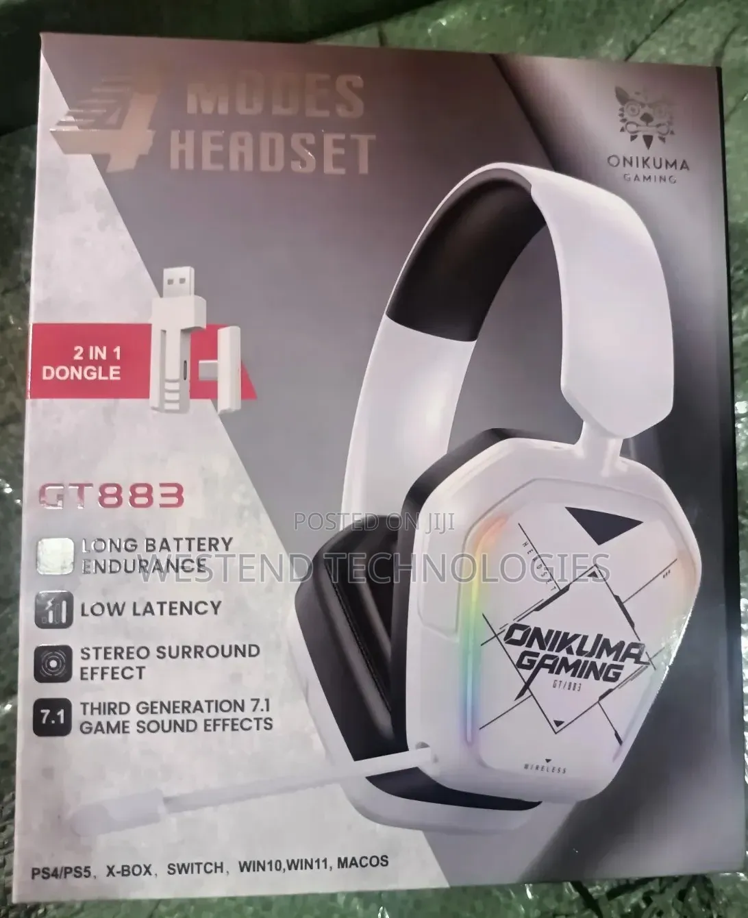ONIKUMA GT883 ANC Wireless Gaming Headset 4-Mode RGB Light Foldable