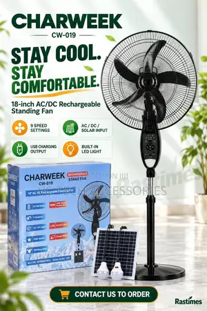 Charweek 18”AC/Dc Rechargeable Standing Fan