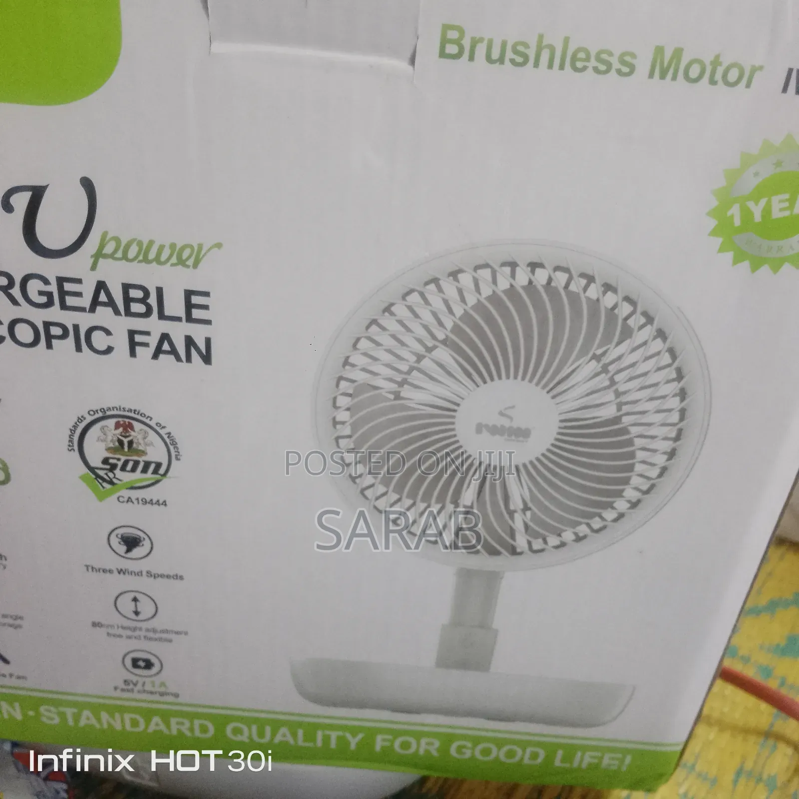 8 Inches Eco Rechargeable Telescopic Fan